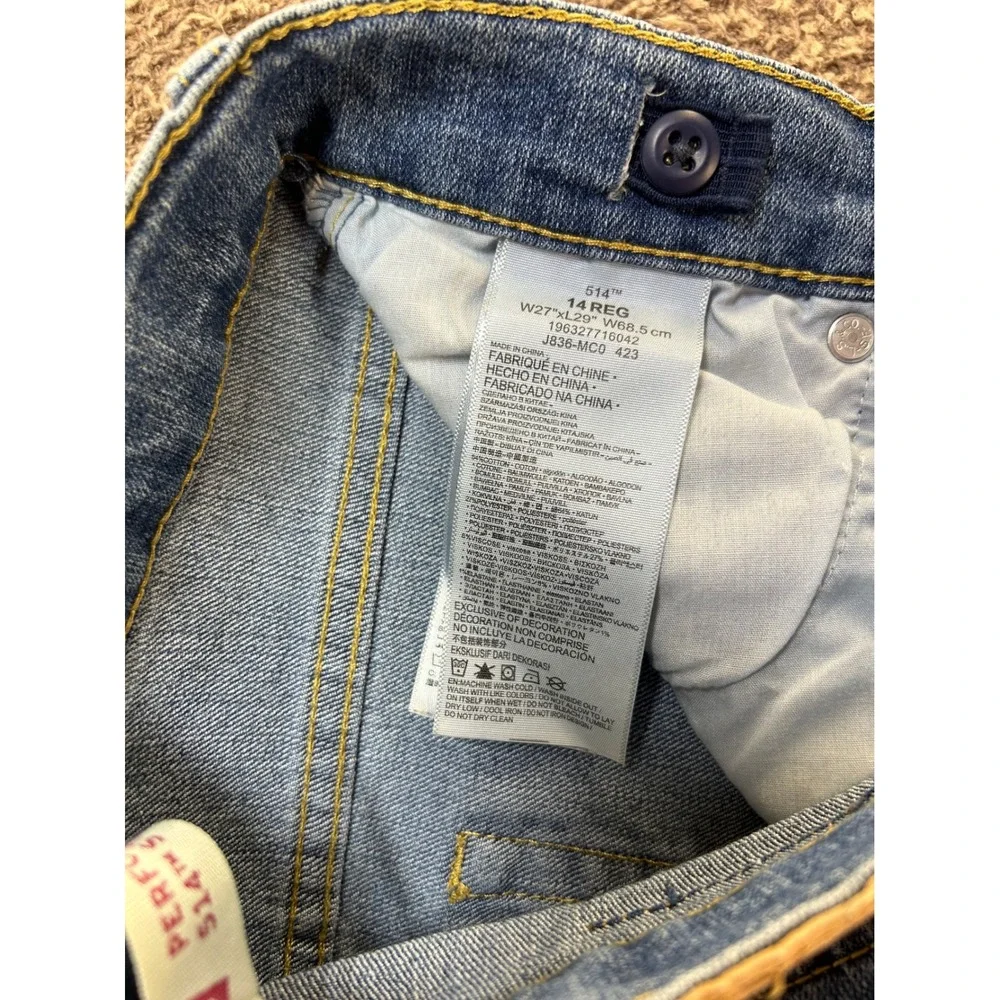 Levis 514 Performance Straight Jeans Boys 14 Reg Blue Denim W27 L29 Adjustable